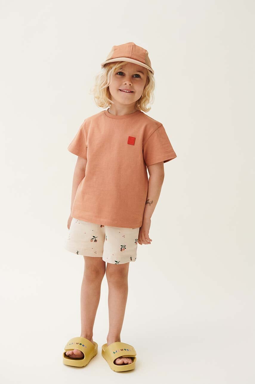 Otroške bombažne kratke hlače Liewood Gram Printed Sweatshorts roza barva