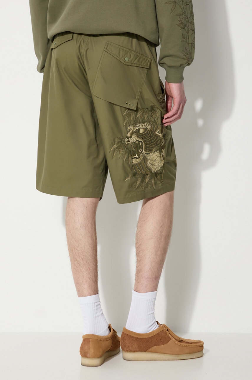 Kratke hlače Maharishi Maha Tiger Loose Snoshorts moške, zelena barva, 5099.OLIVE
