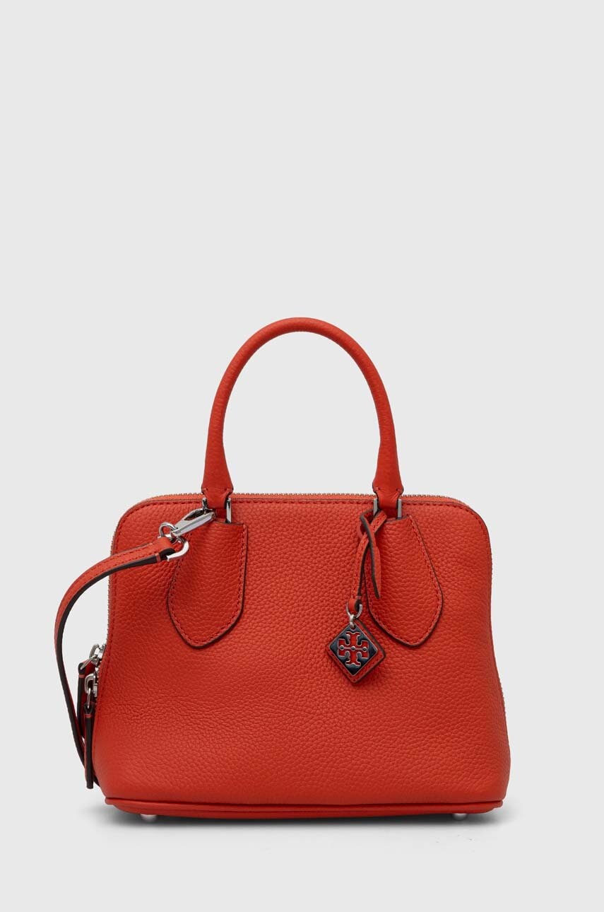 Kožna torba Tory Burch Mini Pebbled Swing boja: narančasta, 155619.601
