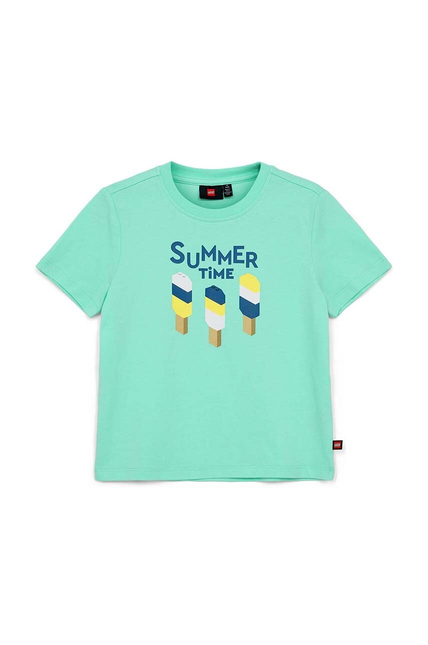 Otroška bombažna kratka majica Lego turkizna barva