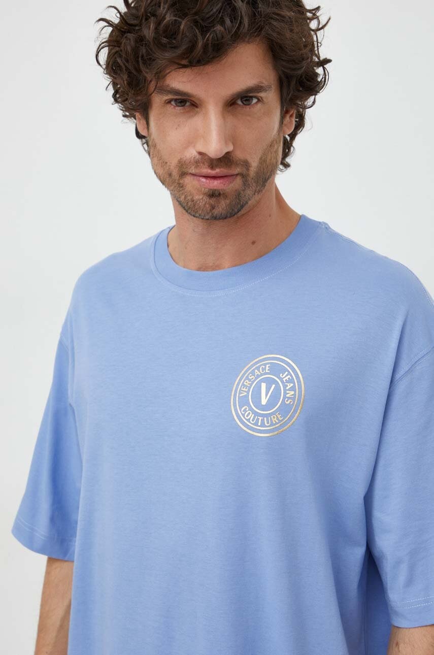 Pamučna majica Versace Jeans Couture za muškarce, s tiskom