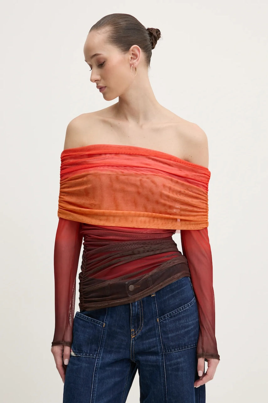 Majica Never Fully Dressed Ombre Anastasia ženska, oranžna barva, NFDTO1472