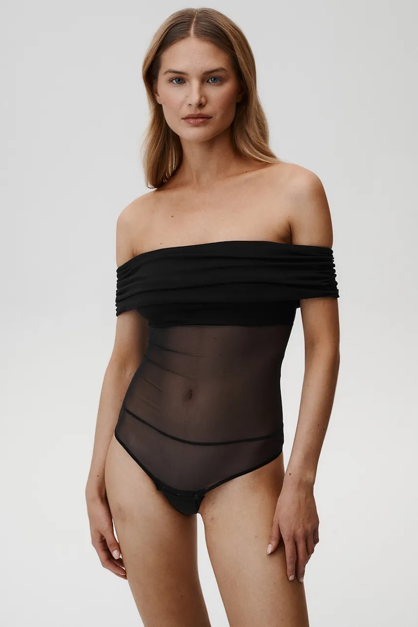 Bluza Undress Code Libra Bodysuit Thong za žene, boja: crna, bez uzorka, 839