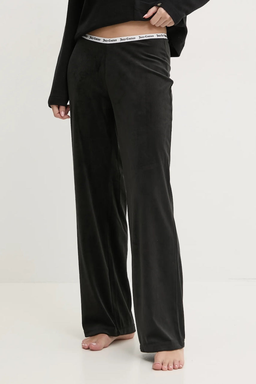 Dugi donji dio pidžame Juicy Couture VICKY RIB FLARE PANT za žene, boja: crna, JCLAS125504