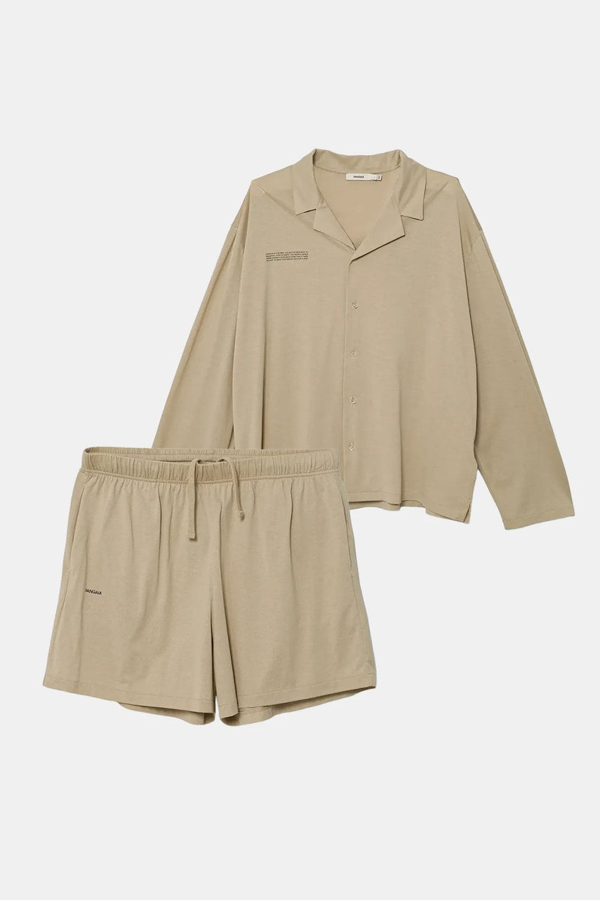 Pamučna pidžama Pangaia za žene, boja: bež, pamučne, 10002463