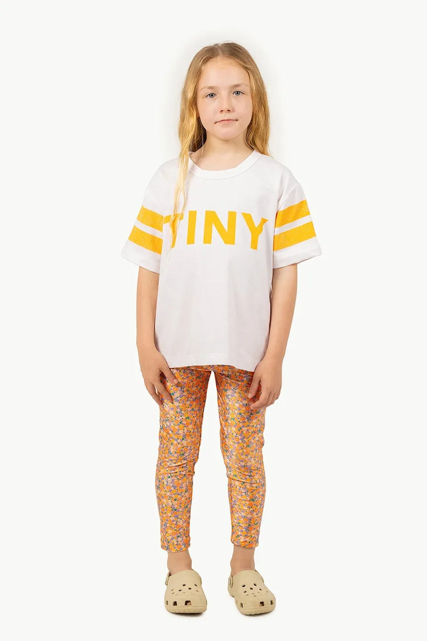 Kopalne pajkice Tinycottons GARDEN LEGGINGS oranžna barva, SS25-288