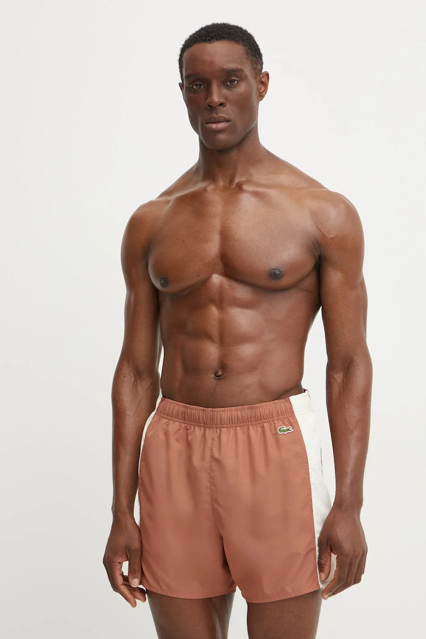 Kratke hlače za kupanje Lacoste boja: smeđa, MH9085