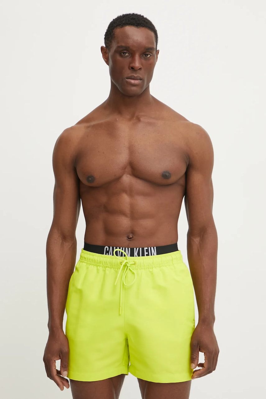 Kratke hlače za kupanje Calvin Klein boja: žuta, KM0KM01093