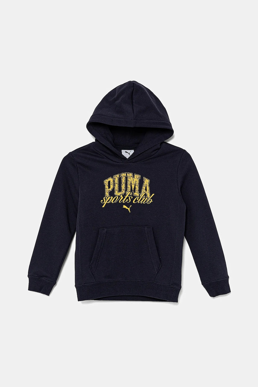 Dječja pamučna dukserica Puma CLASS Hoodie TR boja: tamno plava, s kapuljačom, s tiskom, 685798