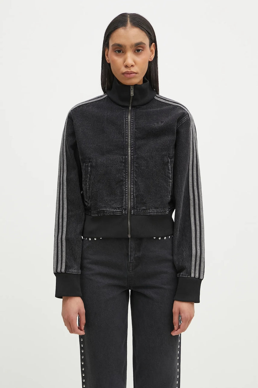 Jakna adidas Originals Adicolor Denim Tracktop za žene, boja: crna, JD3110