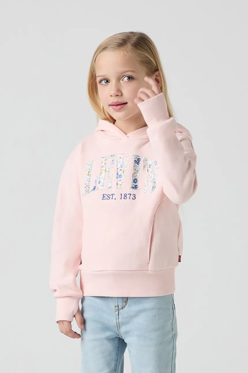 Dječja dukserica Levi's SEASONAL HOODIE boja: ružičasta, s kapuljačom, s tiskom, 3EM195