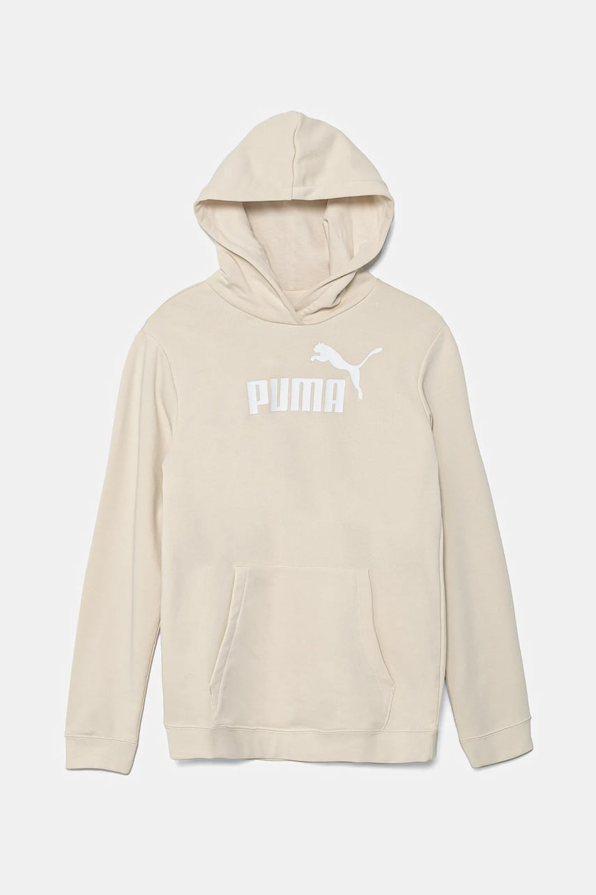 Dječja dukserica Puma ESS No. 1 Logo Hoodie TR boja: bež, s kapuljačom, s tiskom, 684897