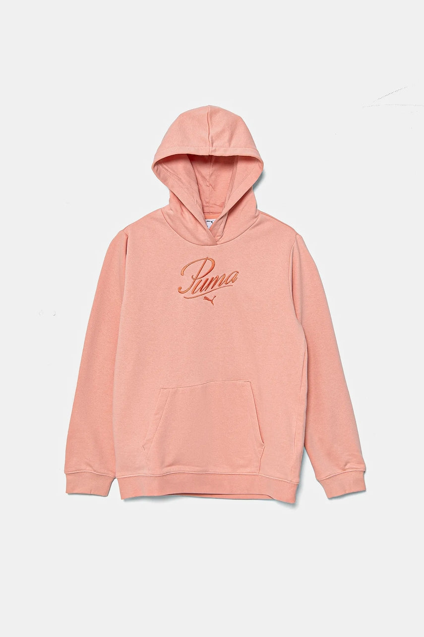 Otroški pulover Puma ESS SCRIPT Hoodie TR oranžna barva, s kapuco, 685806