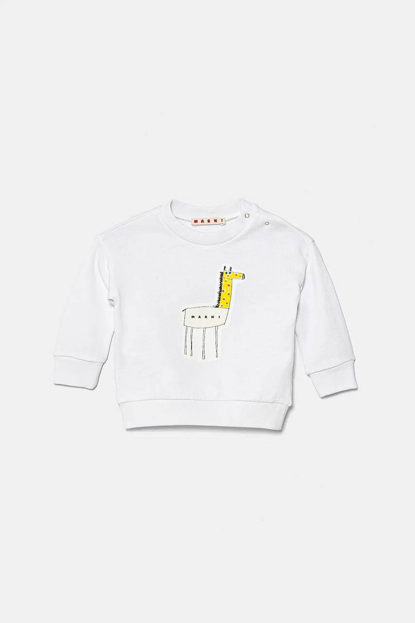 Bombažen pulover za dojenčka Marni MS304B SWEAT-SHIRT bela barva, M01405