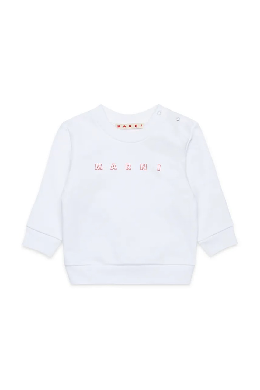Pamučna dukserica za bebe Marni MS319B SWEAT-SHIRT boja: bijela, s tiskom, M01437