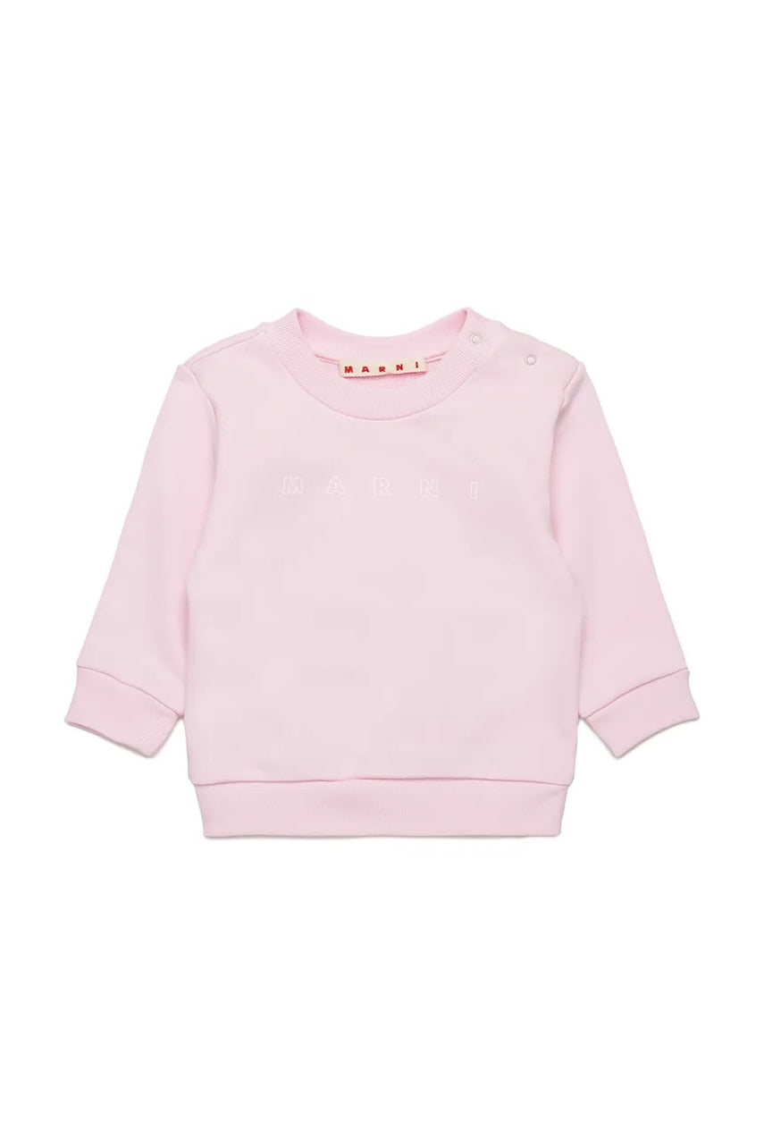 Bombažen pulover za dojenčka Marni MS319B SWEAT-SHIRT roza barva, M01437