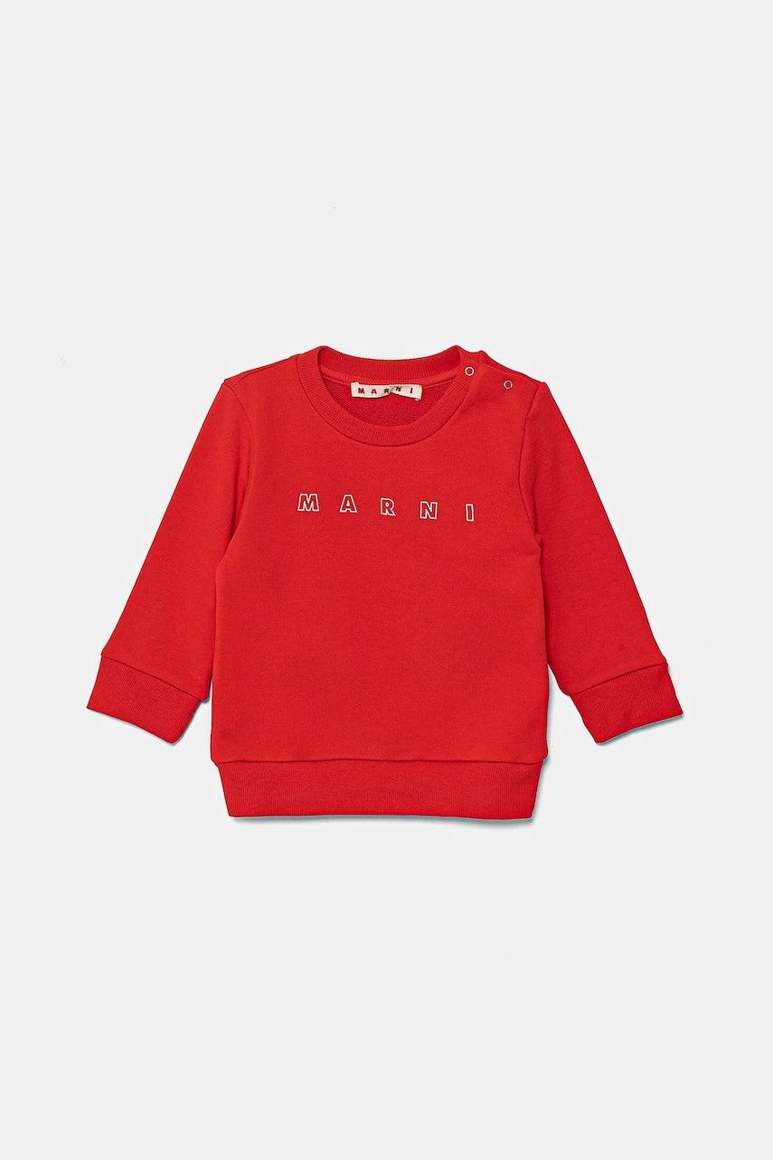 Pamučna dukserica za bebe Marni MS319B SWEAT-SHIRT boja: crvena, s tiskom, M01437