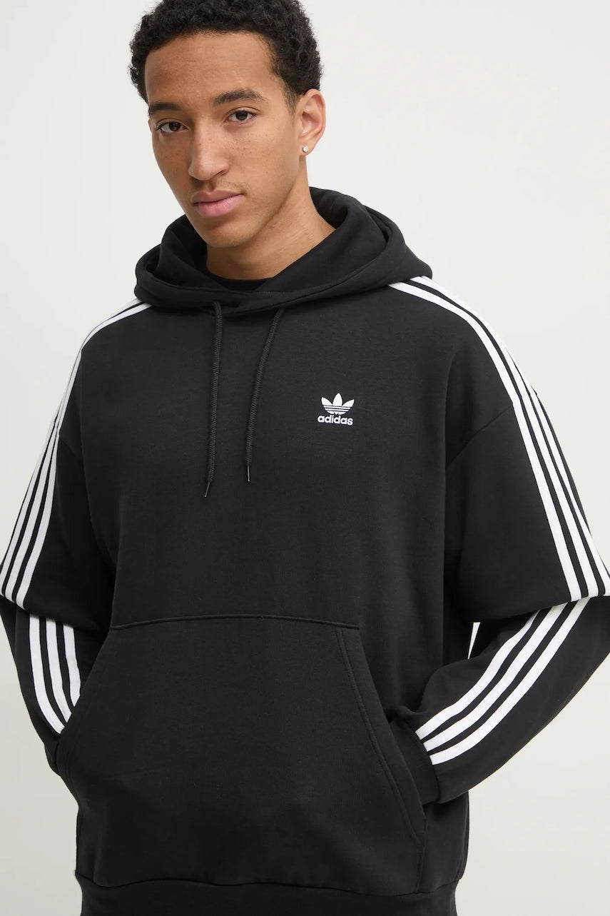 Pulover adidas Originals BAGGY HOODIE moški, črna barva, s kapuco, JC6251