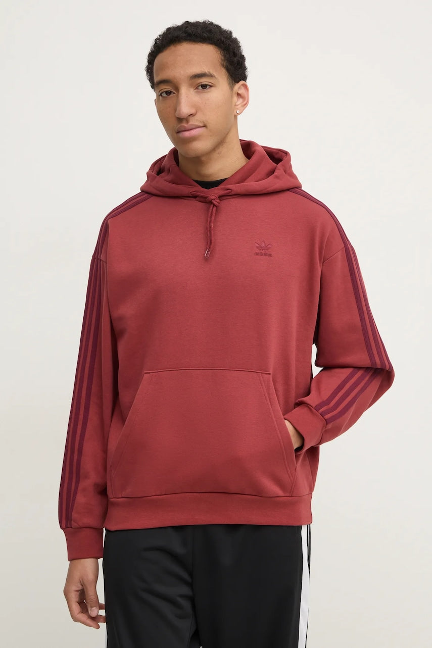 Dukserica adidas Originals BAGGY HOODIE za muškarce, boja: crvena, s kapuljačom, s aplikacijom, JP1072