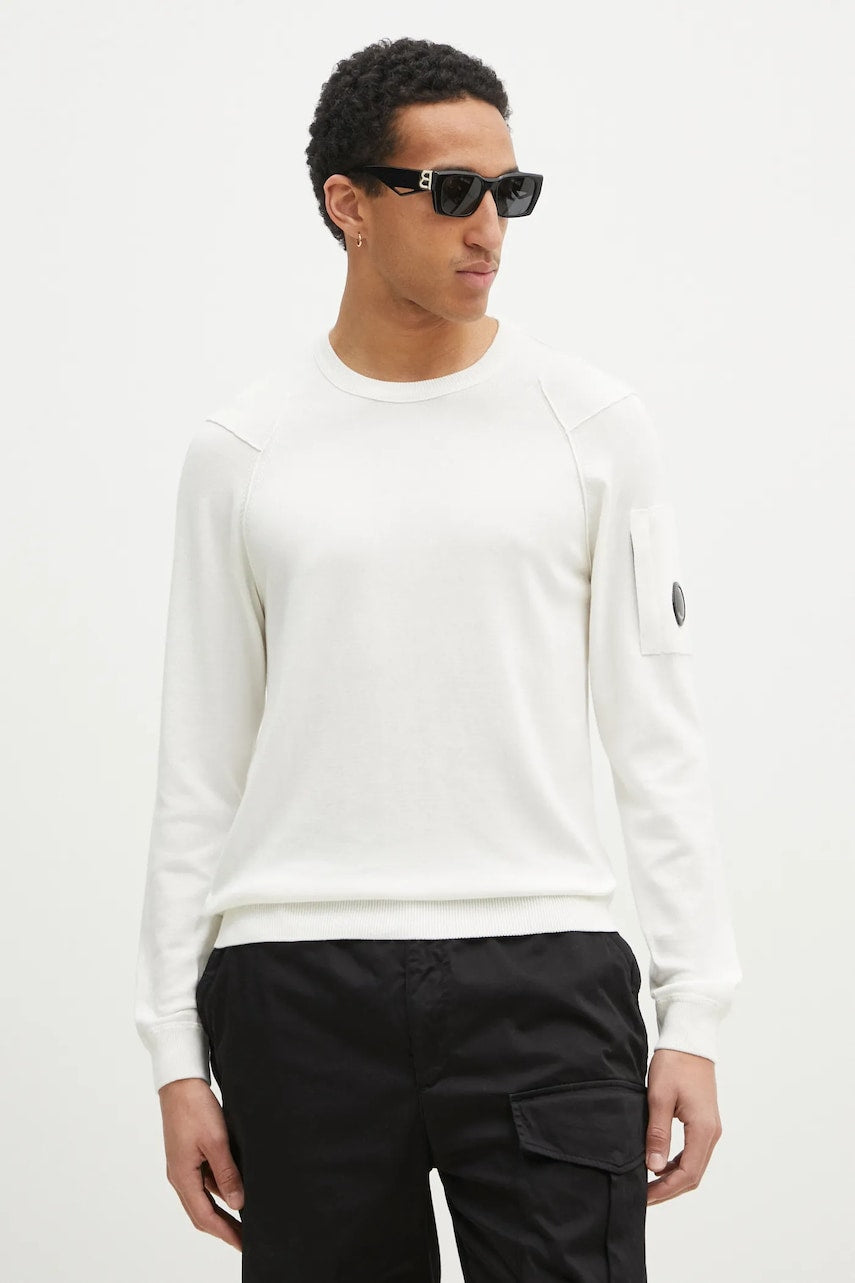 Pamučni pulover C.P. Company boja: bež, lagani, 18CMKN026A004037A