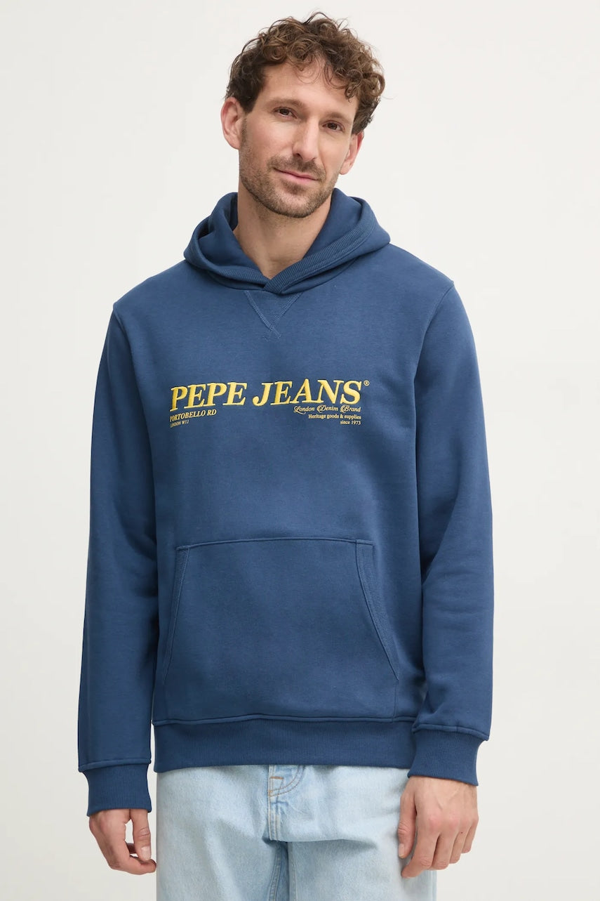 Pulover Pepe Jeans DYLAN HOODIE moški, mornarsko modra barva, s kapuco, PM582755