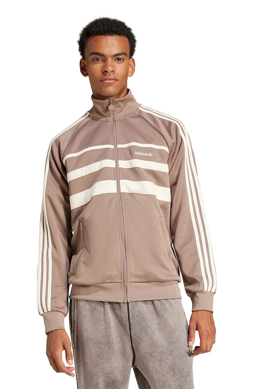 Pulover adidas Originals First Tracktop moški, rjava barva, JP1043