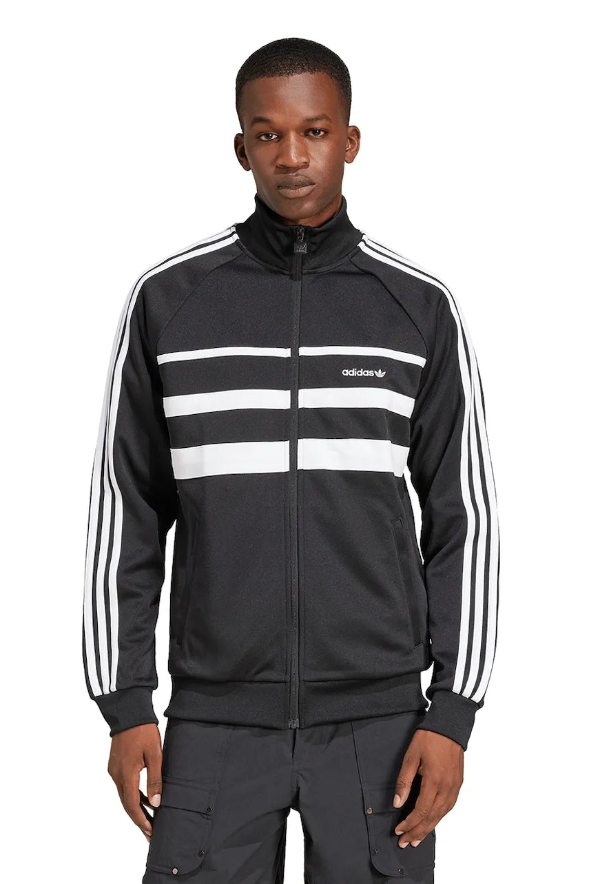 Dukserica adidas Originals First Tracktop za muškarce, boja: crna, s aplikacijom, JP1046