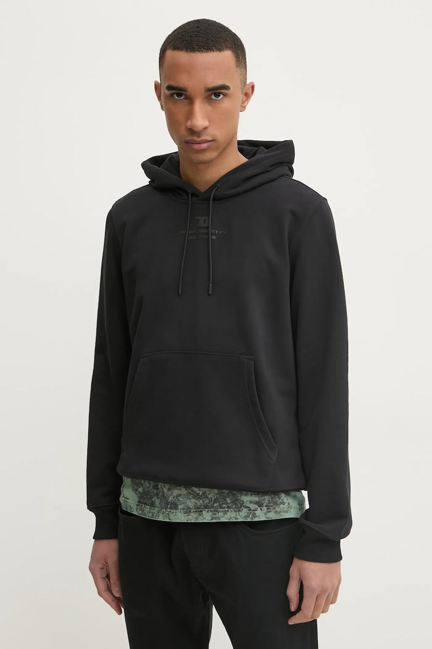 Pulover Diesel S-GINN-HOOD-R3 SWEAT-SHIRT moški, črna barva, s kapuco, A16425.0HYAT