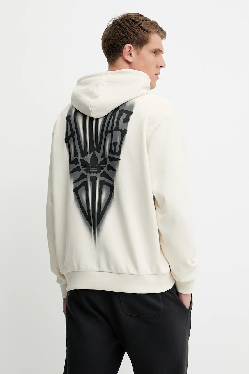 Bombažen pulover adidas Originals Skeleton Hoodie moški, bež barva, s kapuco, JN4557