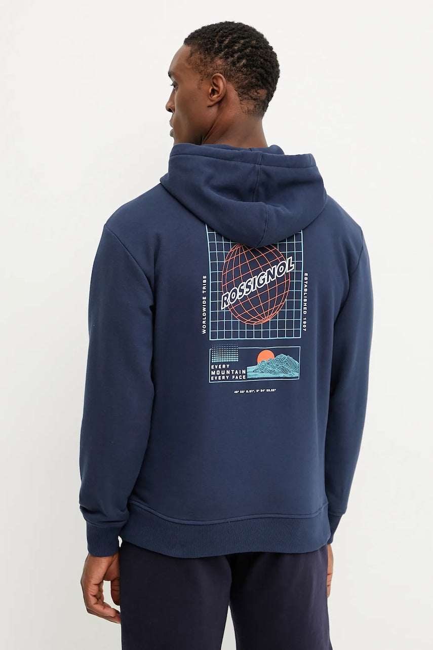 Pulover Rossignol Waterfall moški, mornarsko modra barva, s kapuco, RLNMS10