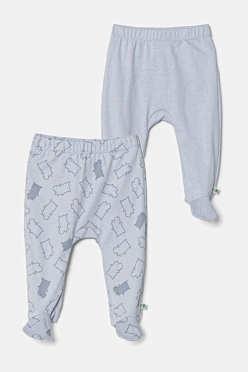 Dječje pamučne hlačice sa stopalicama United Colors of Benetton 2-pack 3PWB0F009