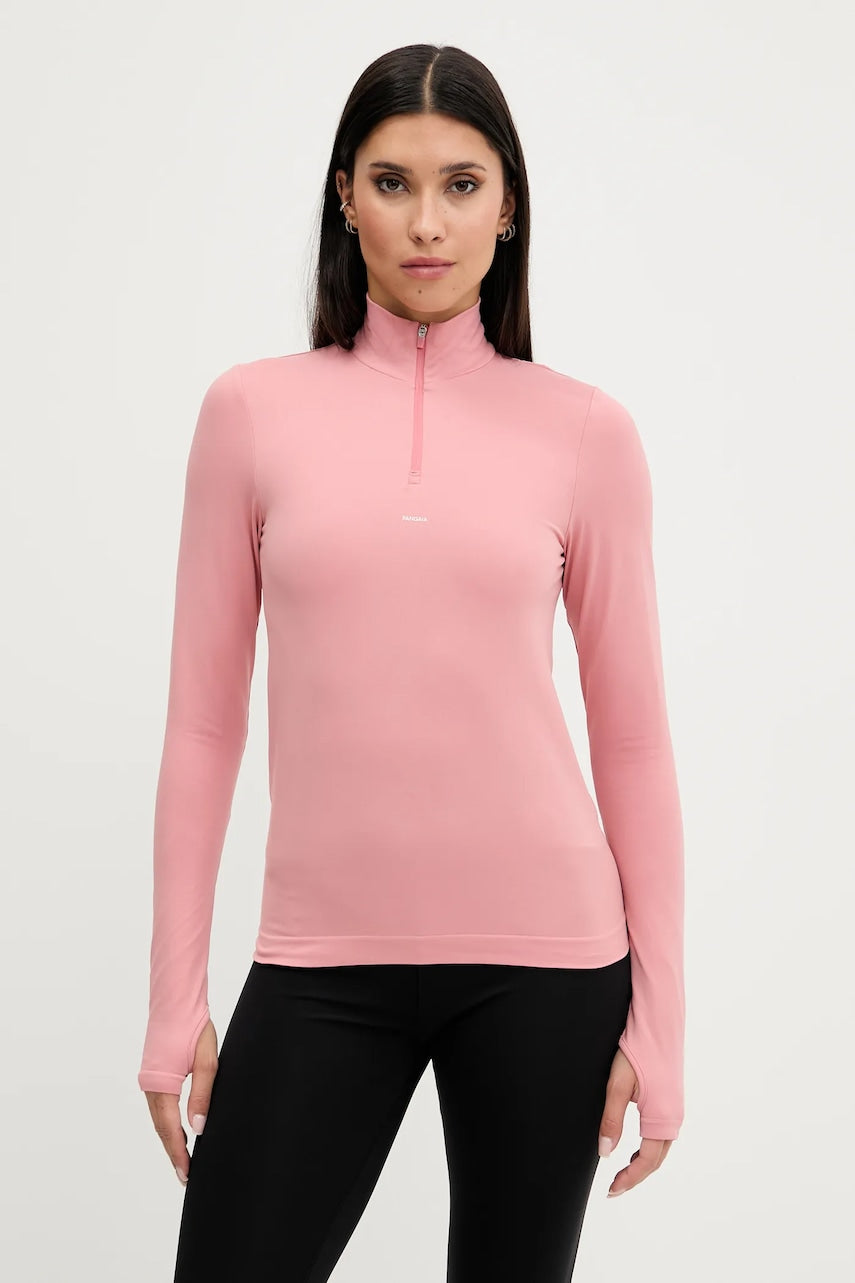 Majica dugih rukava Pangaia Plant-Stretch Zipped Long Sleeve Top za žene, boja: ružičasta, 10002426