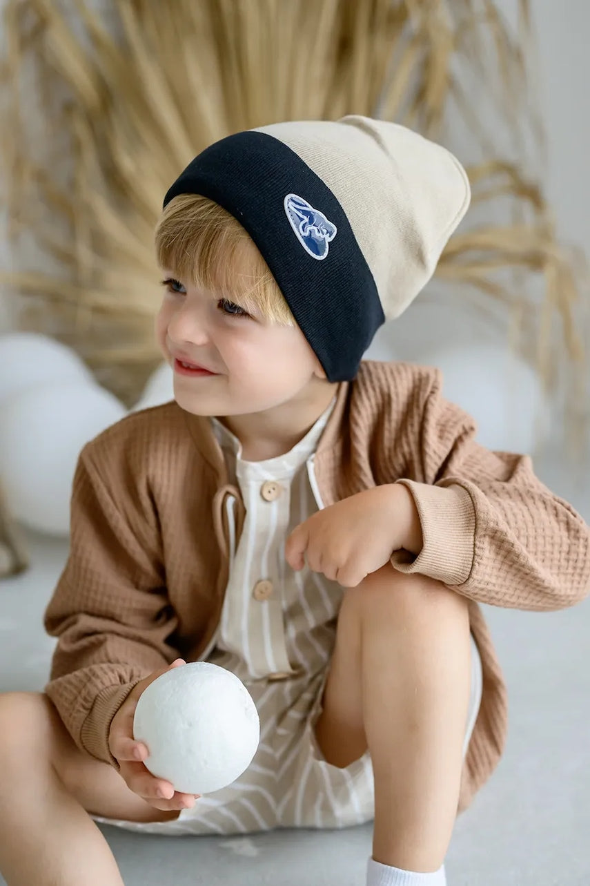 Pamučna kapa za djecu Jamiks CELESTYN boja: smeđa, od tanke pletenine, JWH030