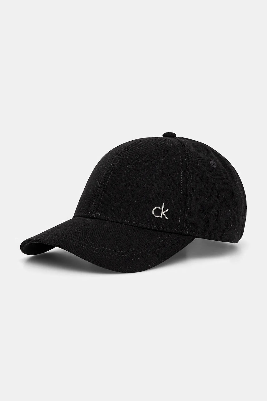 Baseball kapa iz rebrastega žameta Calvin Klein črna barva, K60K612894