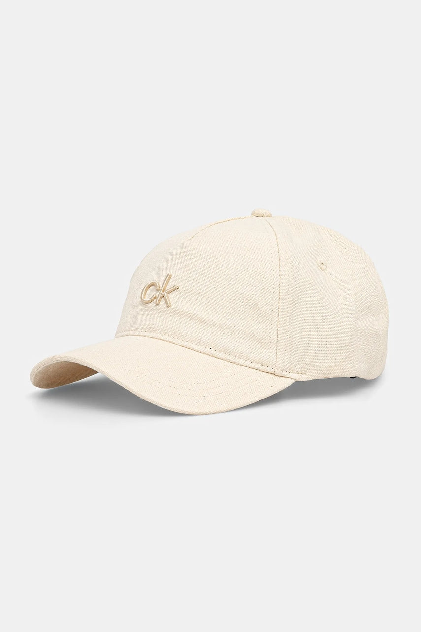 Lanena baseball kapa Calvin Klein bež barva, K60K613118