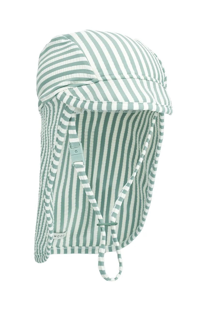 Otroška baseball kapa Liewood Cecilia Seersucker Swim Hat turkizna barva, LW19939