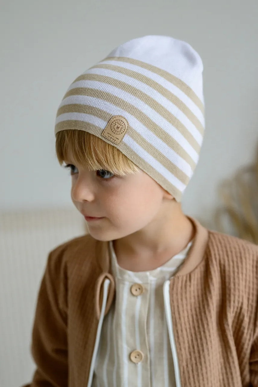 Pamučna kapa za djecu Jamiks CHARBER boja: bež, od tanke pletenine, pamučna, JWH085