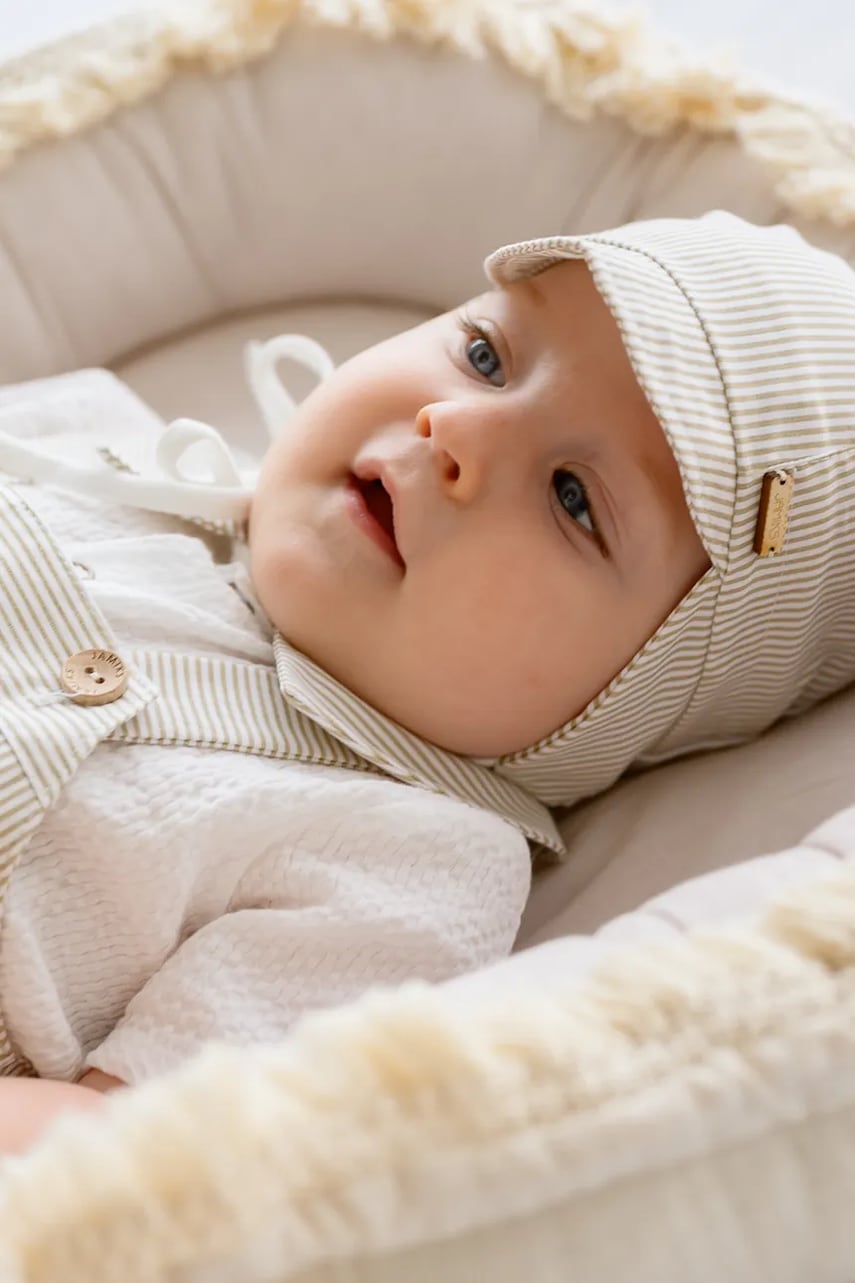 Pamučna kapa za bebe Jamiks DELMAR boja: bež, od tanke pletenine, pamučna, JLH161