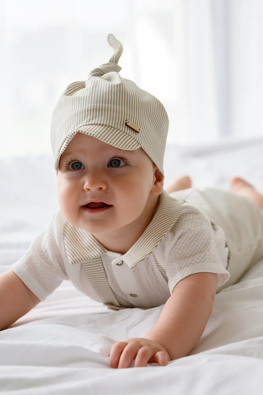 Pamučna kapa za djecu Jamiks OZZY boja: bež, od tanke pletenine, pamučna, JLH162