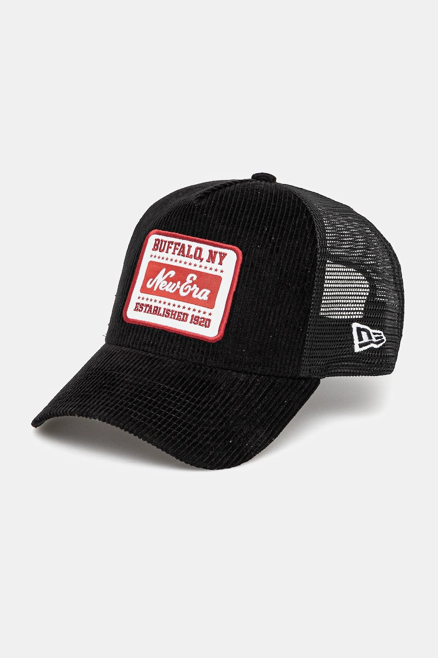 Baseball kapa iz rebrastega žameta New Era črna barva, 60603669