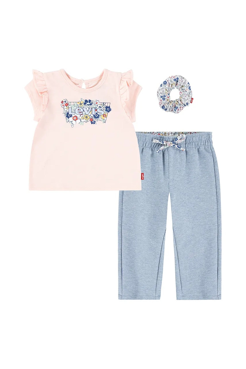 Komplet za bebe Levi's RUFFLE SHLDR TOP & PANT SE boja: ružičasta, 1EM645