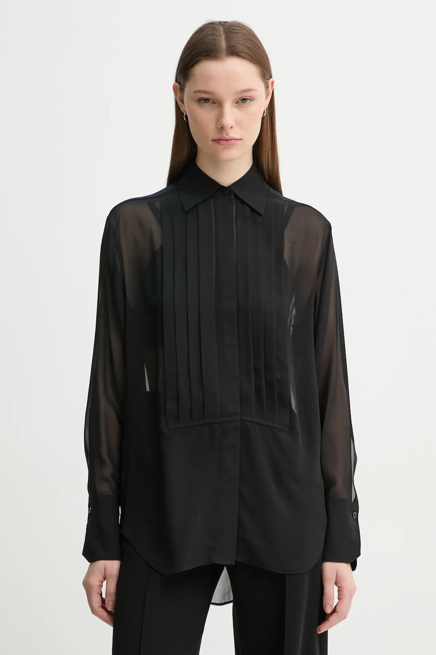 Svilena srajca A.L.C. črna barva, 5TOPS01754