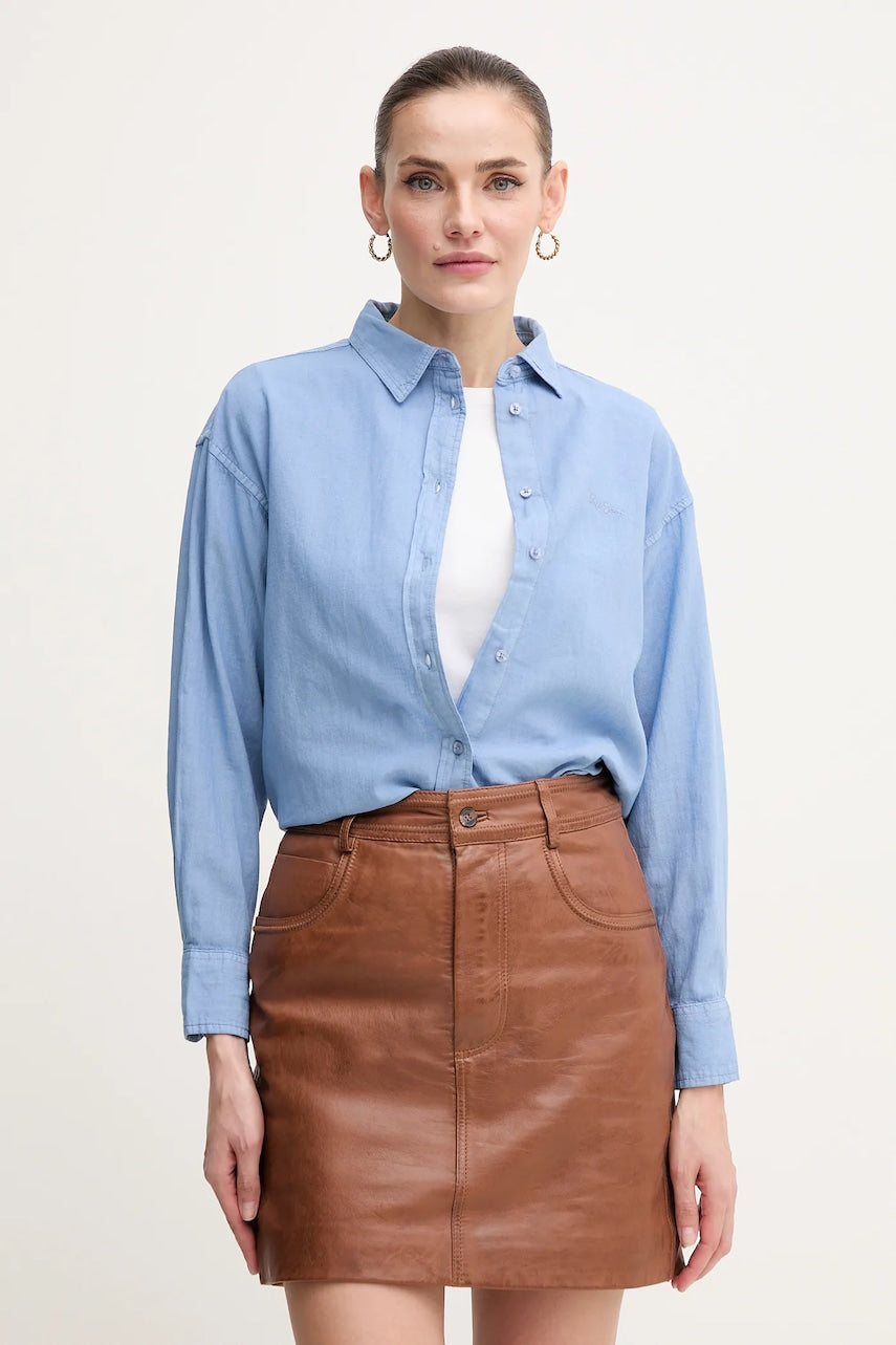 Lanena košulja Pepe Jeans CHIPPER za žene, relaxed, s klasičnim ovratnikom, PL304993