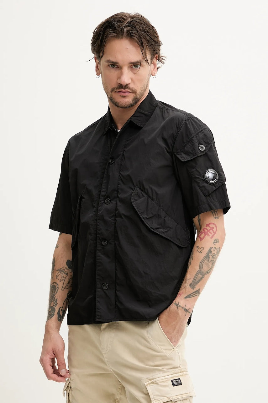 Košulja C.P. Company za muškarce, boja: crna, regular, s klasičnim ovratnikom, 18CMOS035A005904G