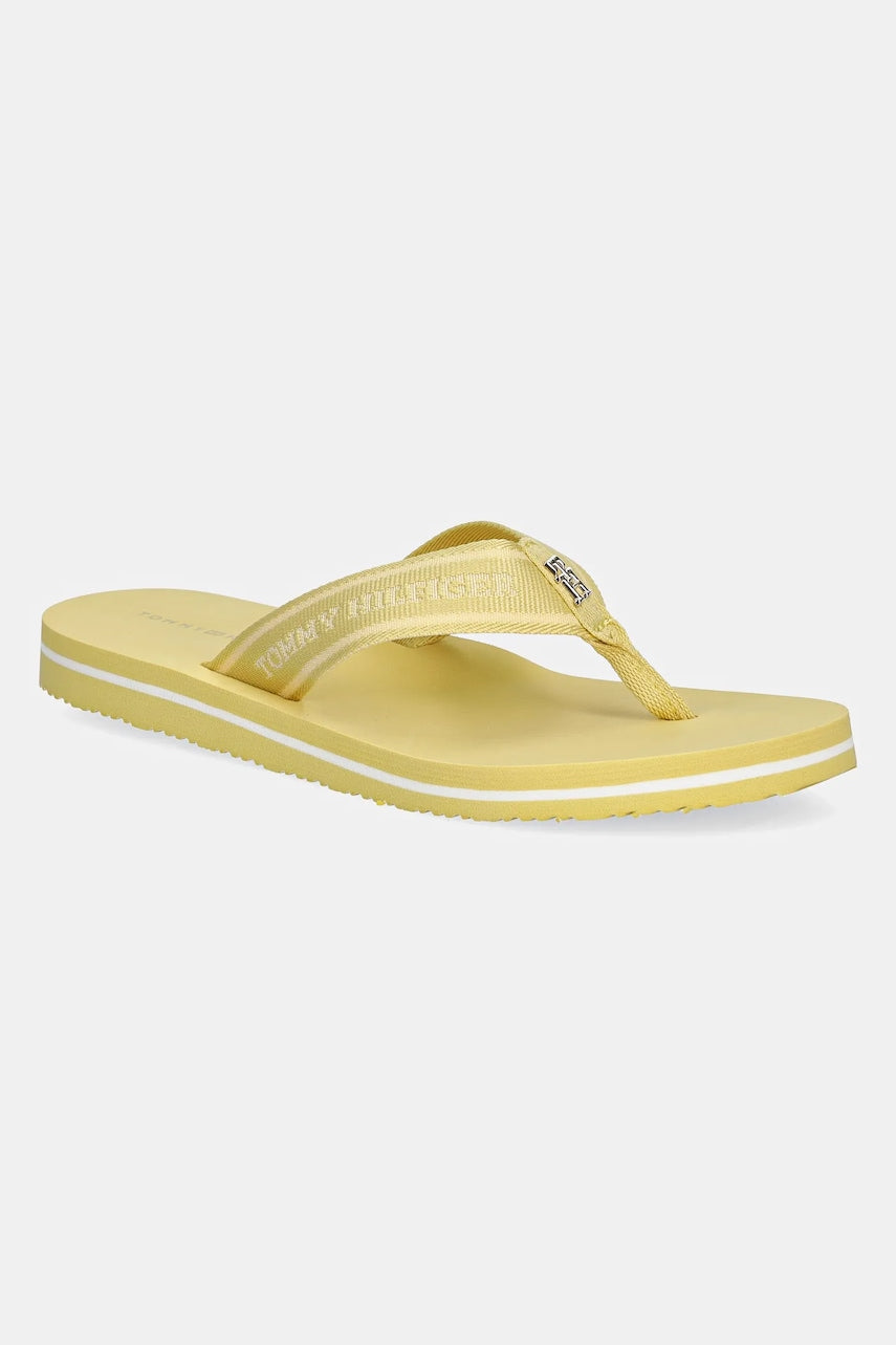 Japanke Tommy Hilfiger HILFIGER WEBBING BEACH SANDAL za žene, boja: žuta, ravni potplat, FW0FW08515