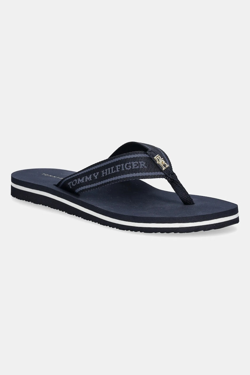 Japanke Tommy Hilfiger HILFIGER WEBBING BEACH SANDAL za žene, boja: tamno plava, ravni potplat, FW0FW08515