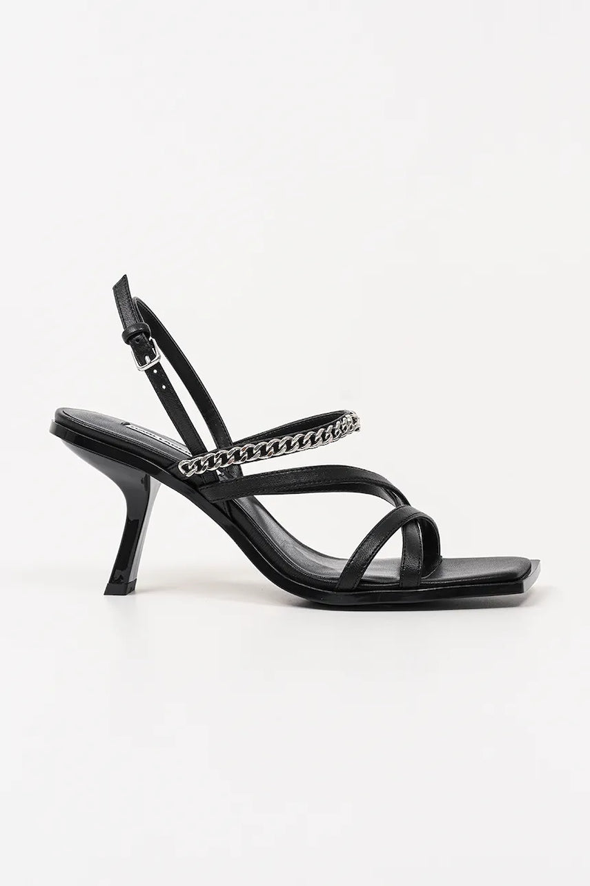 Kožne sandale Karl Lagerfeld KARMEL boja: crna, s tankom potpeticom, KL33625