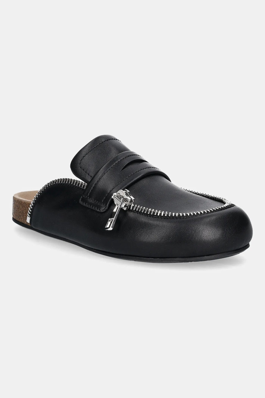 Usnjeni natikači JW Anderson Biker Loafer ženski, črna barva, LF0071 LA0268 999