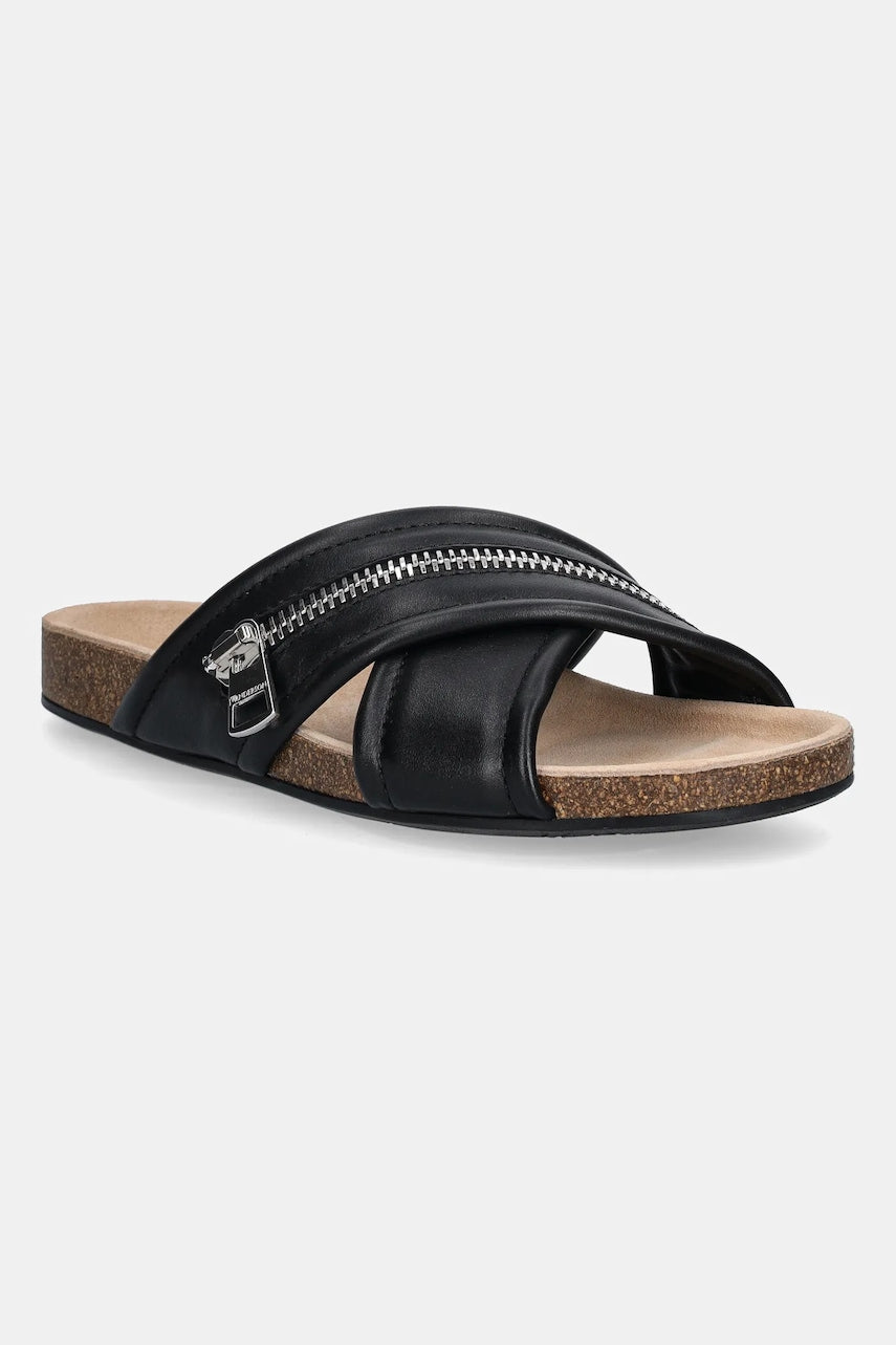 Usnjeni natikači JW Anderson Biker Slide črna barva, SN0107 LA0268 999