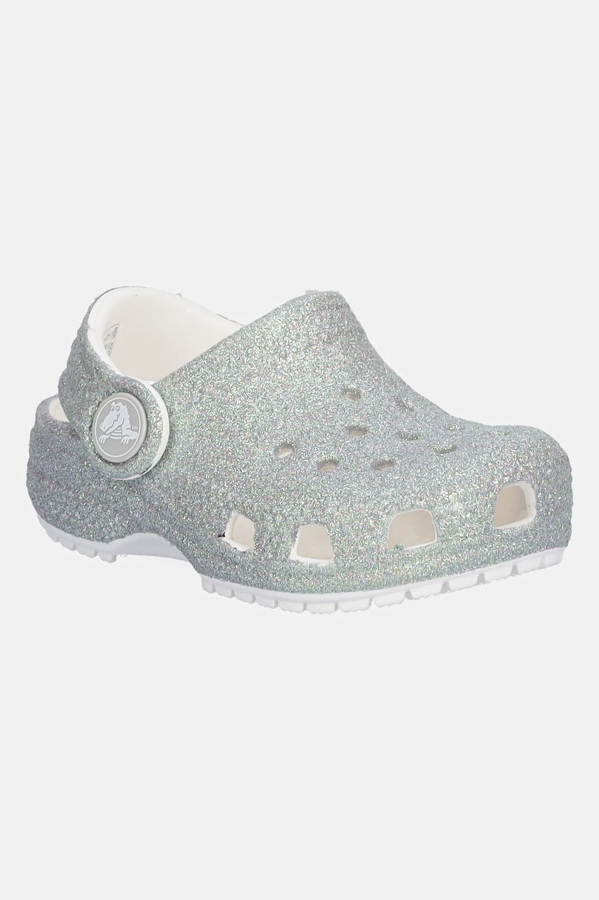 Natikače Crocs CLASSIC IRIDESCENT GLITTER CLOG KIDS boja: srebrna, 210985